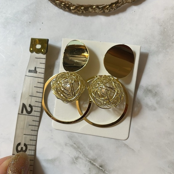 Gold  Pearl Cage Hoops - Picture 14 of 15